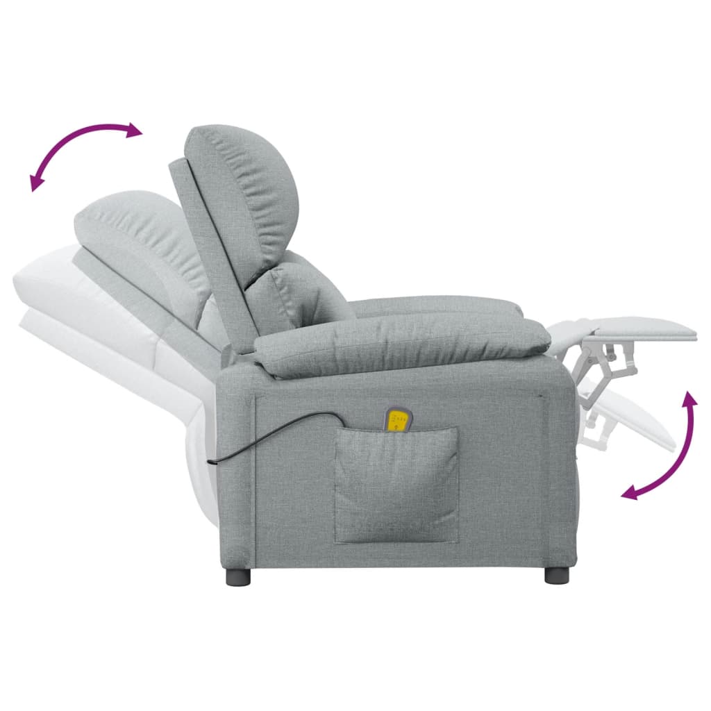 Fauteuil de massage Gris clair Tissu Fauteuils électriques vidaXL   