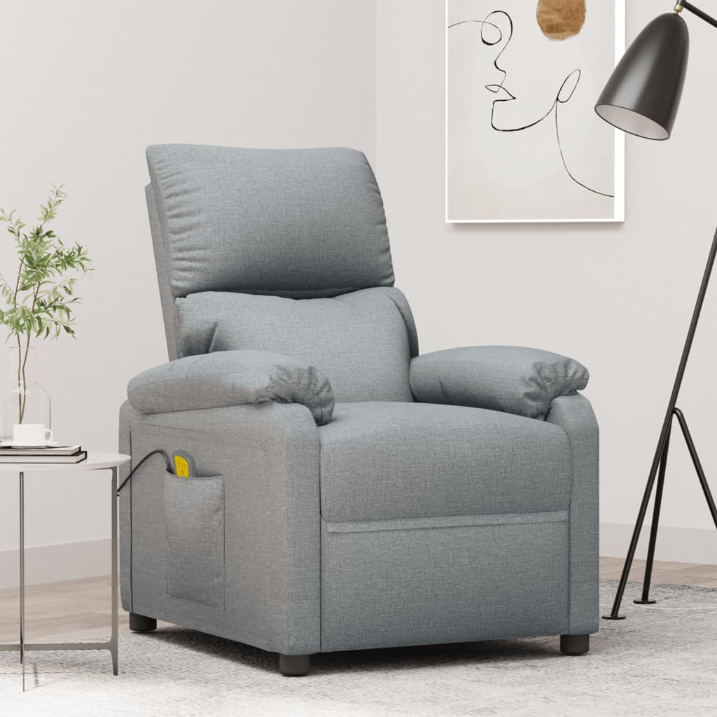 Fauteuil de massage Gris clair Tissu Fauteuils électriques vidaXL   