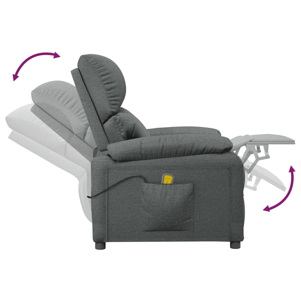 Fauteuil de massage Gris foncé Tissu Fauteuils électriques vidaXL   