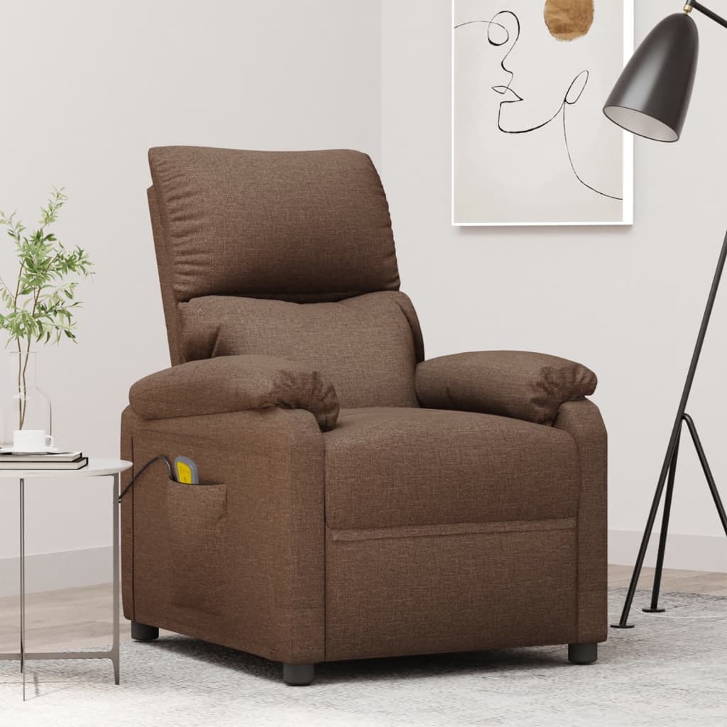 Fauteuil de massage Marron Tissu Fauteuils électriques vidaXL   