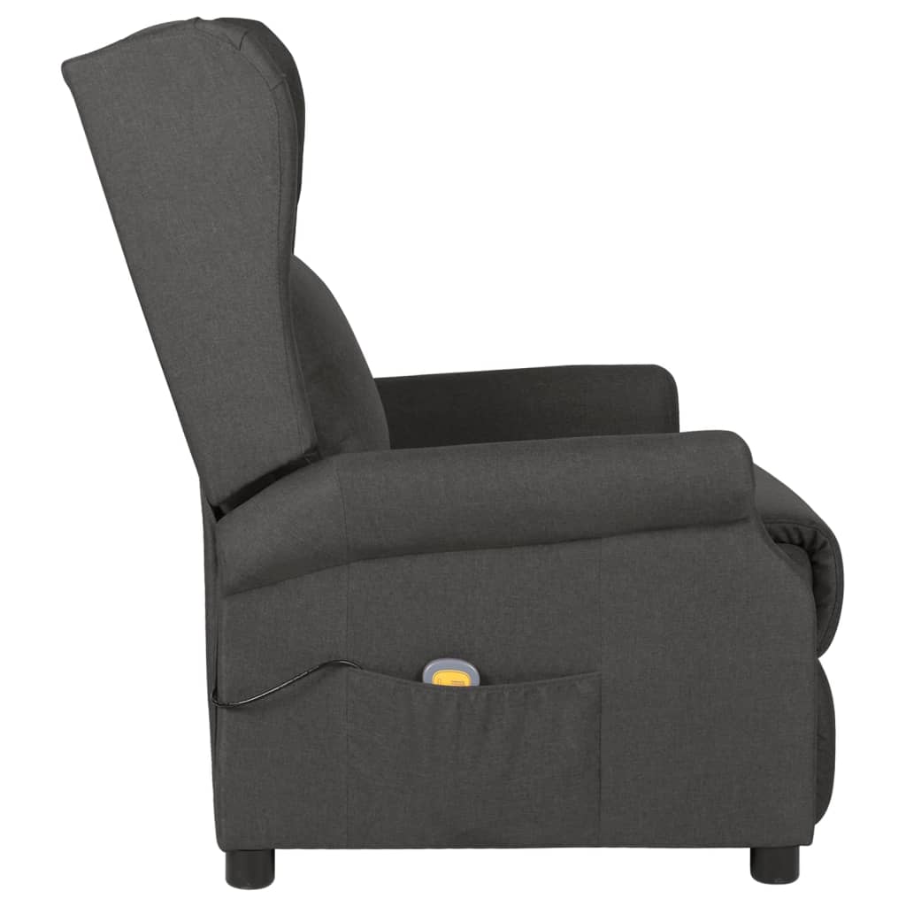 Fauteuil de massage Gris foncé Tissu Fauteuils électriques vidaXL   