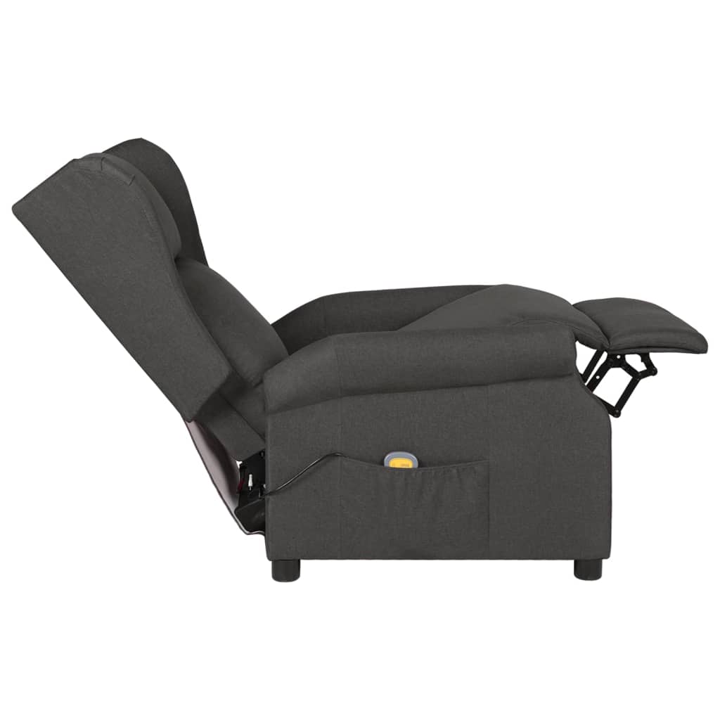 Fauteuil de massage Gris foncé Tissu Fauteuils électriques vidaXL   