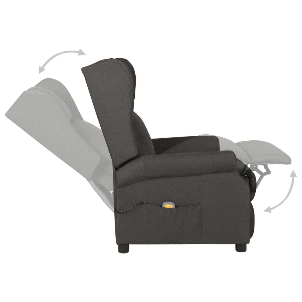 Fauteuil de massage Gris foncé Tissu Fauteuils électriques vidaXL   