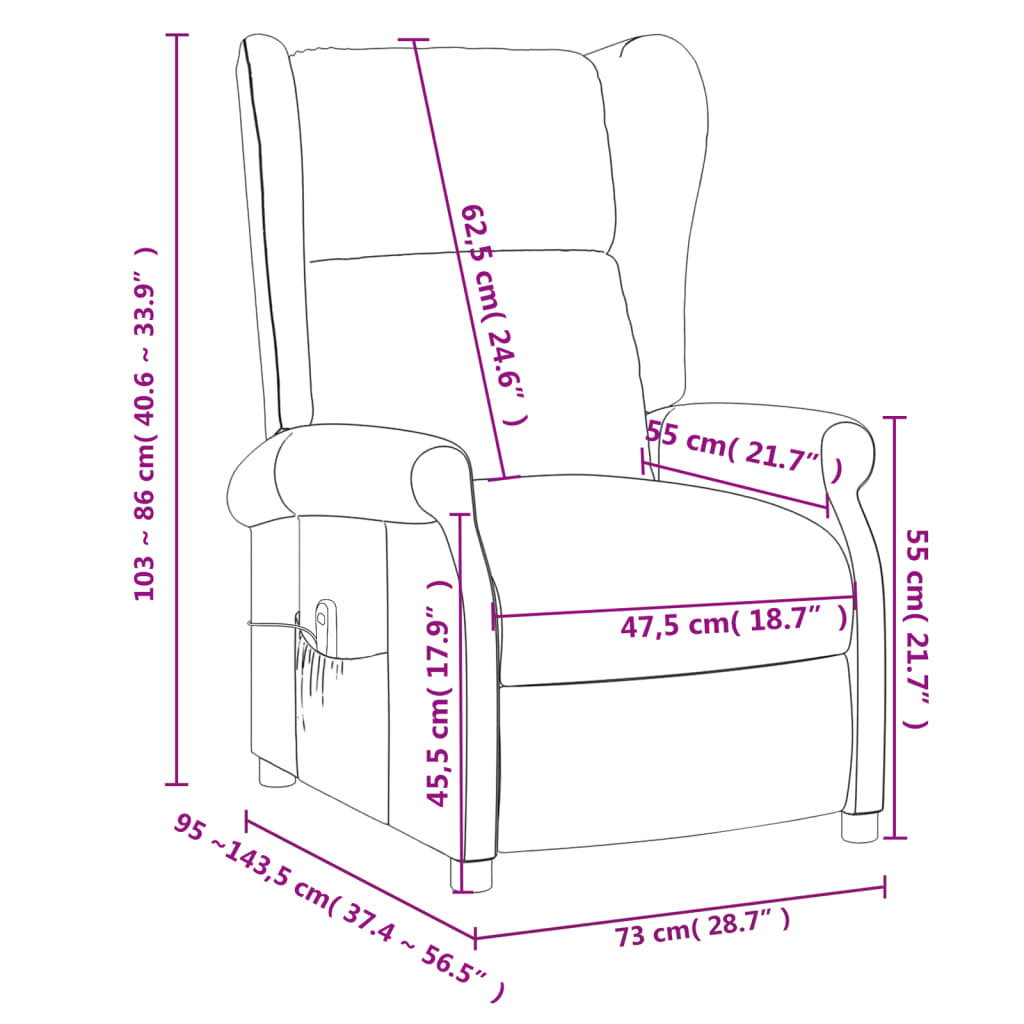 Fauteuil de massage Gris foncé Tissu Fauteuils électriques vidaXL   