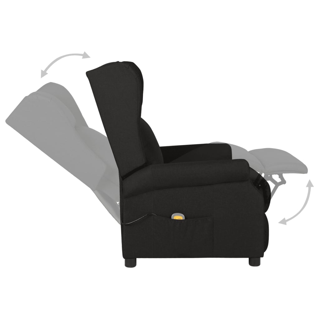 Fauteuil de massage Noir Tissu Fauteuils électriques vidaXL   