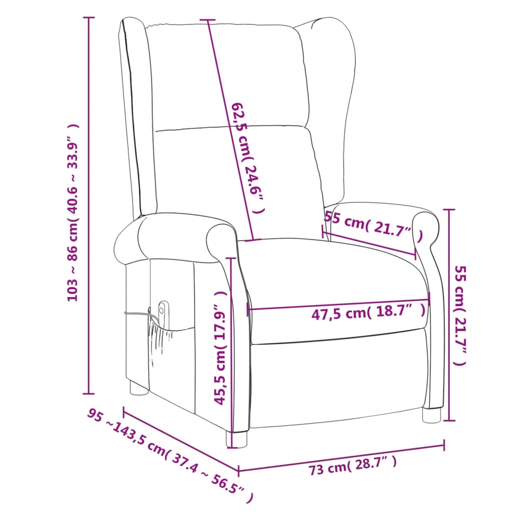 Fauteuil de massage Noir Tissu Fauteuils électriques vidaXL   