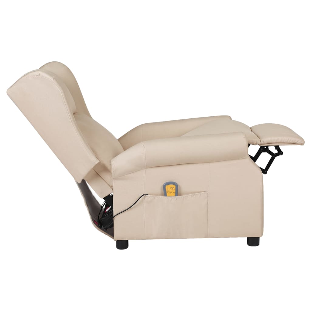 Fauteuil de massage Crème Tissu Fauteuils électriques vidaXL   