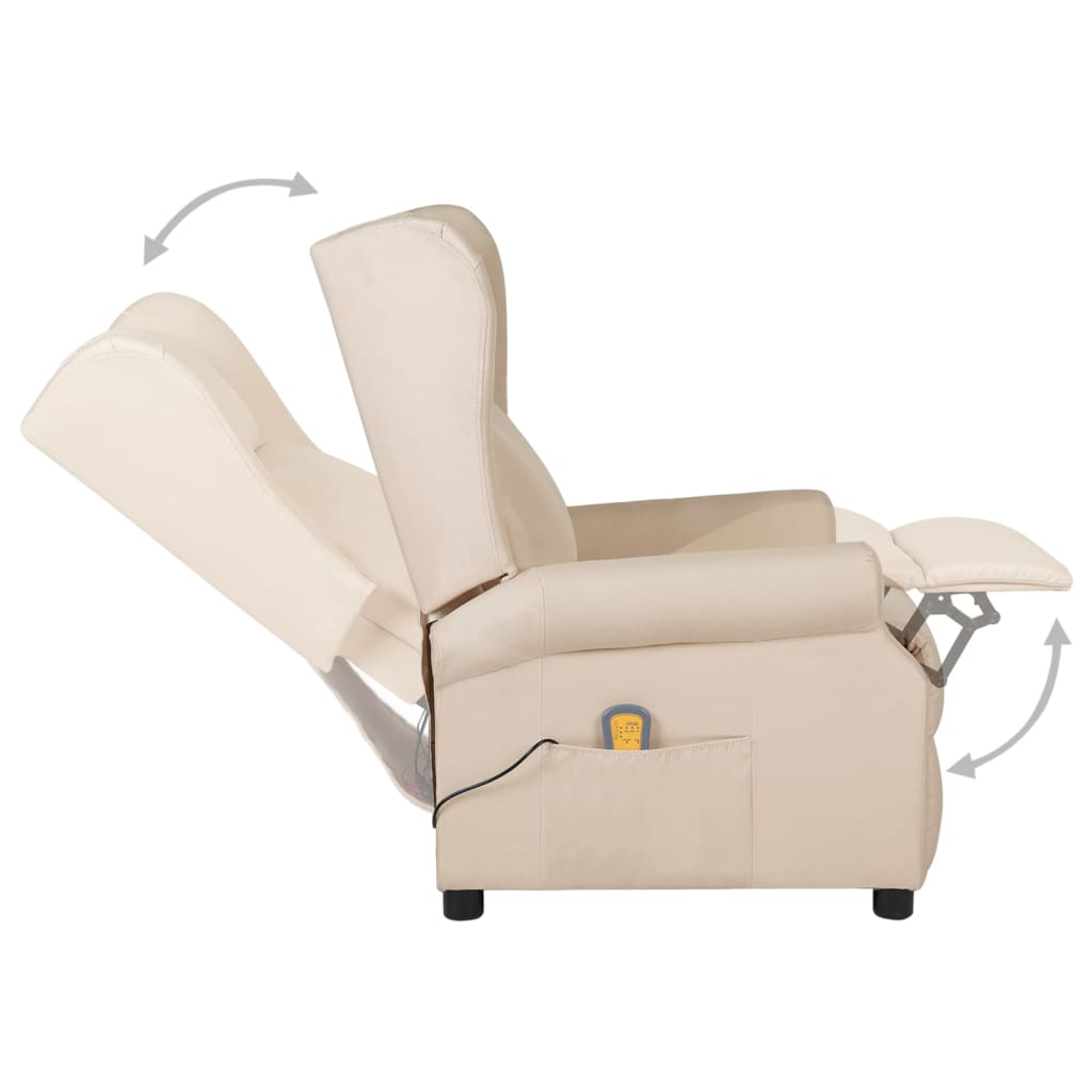 Fauteuil de massage Crème Tissu Fauteuils électriques vidaXL   