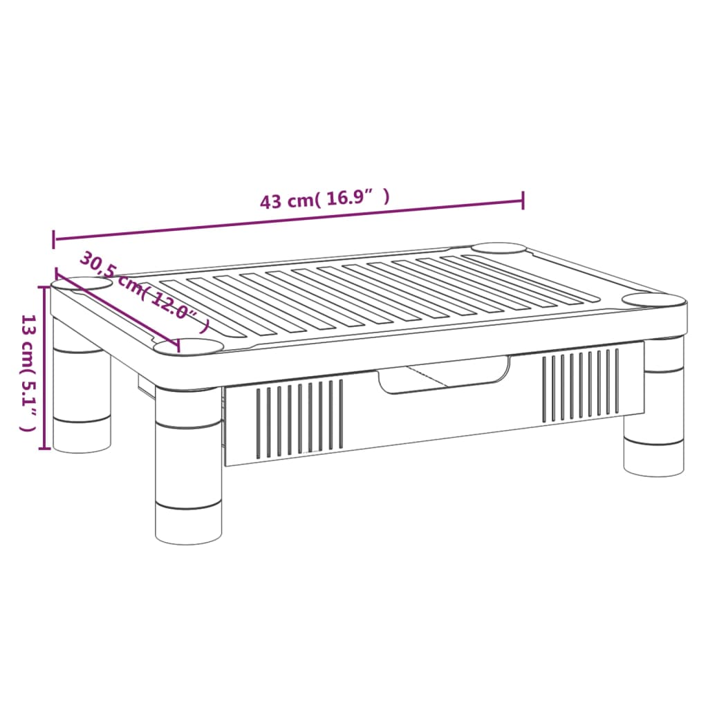 Support de moniteur Noir 43x30,5x13 cm Meubles TV vidaXL   