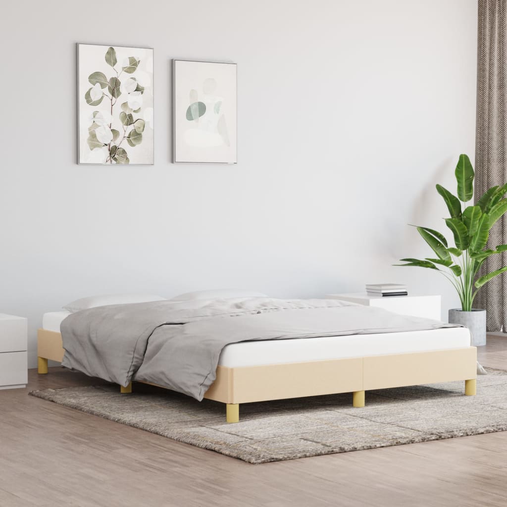 Cadre de lit sans matelas crème 160x200 cm tissu Lits & cadres de lit vidaXL   