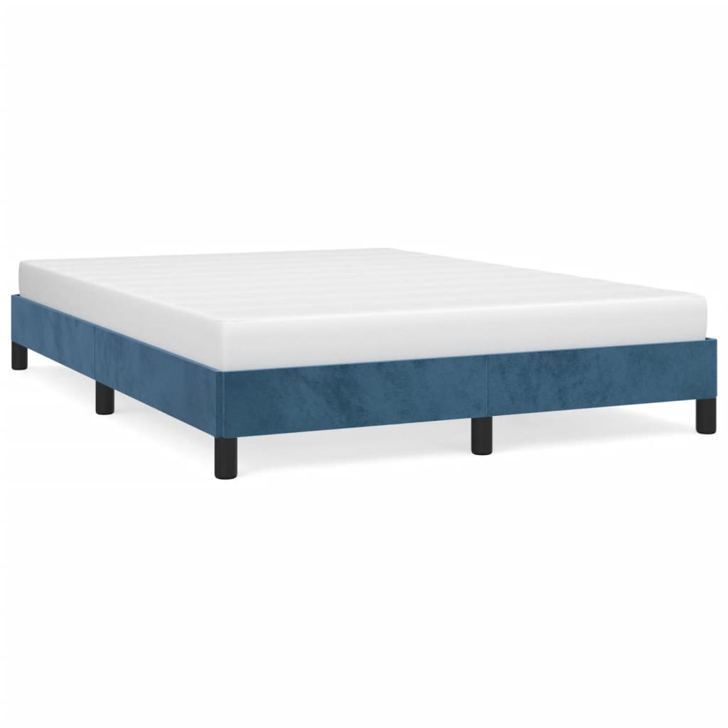 Cadre de lit Bleu foncé 140x190 cm Velours Lits & cadres de lit vidaXL   