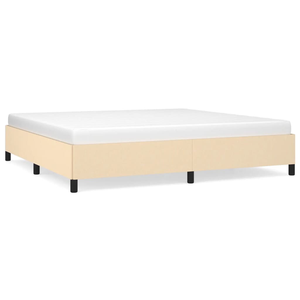 Cadre de lit Crème 200 x 200 cm Tissu Lits & cadres de lit vidaXL   