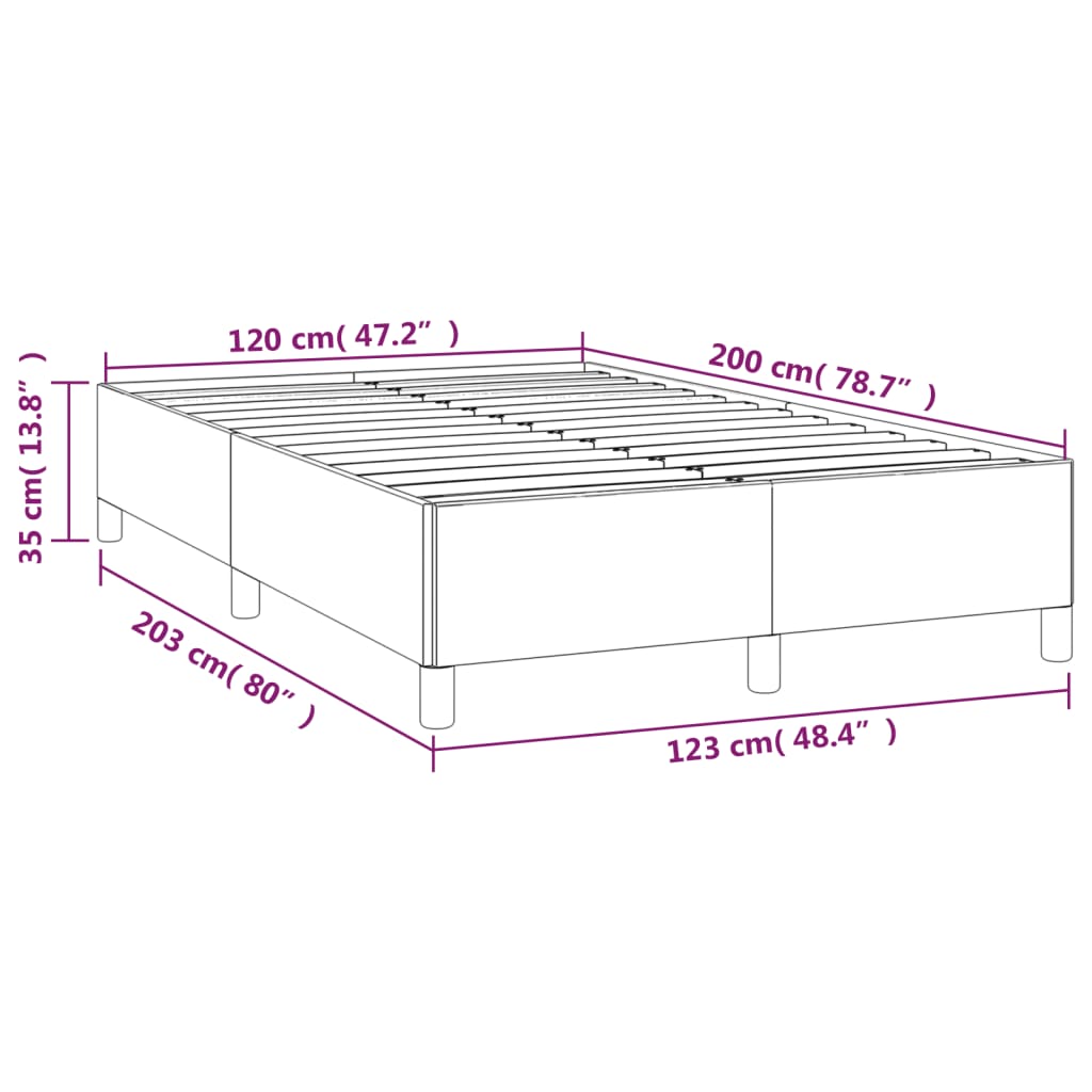 Cadre de lit Gris 120x200 cm Similicuir Lits & cadres de lit vidaXL   