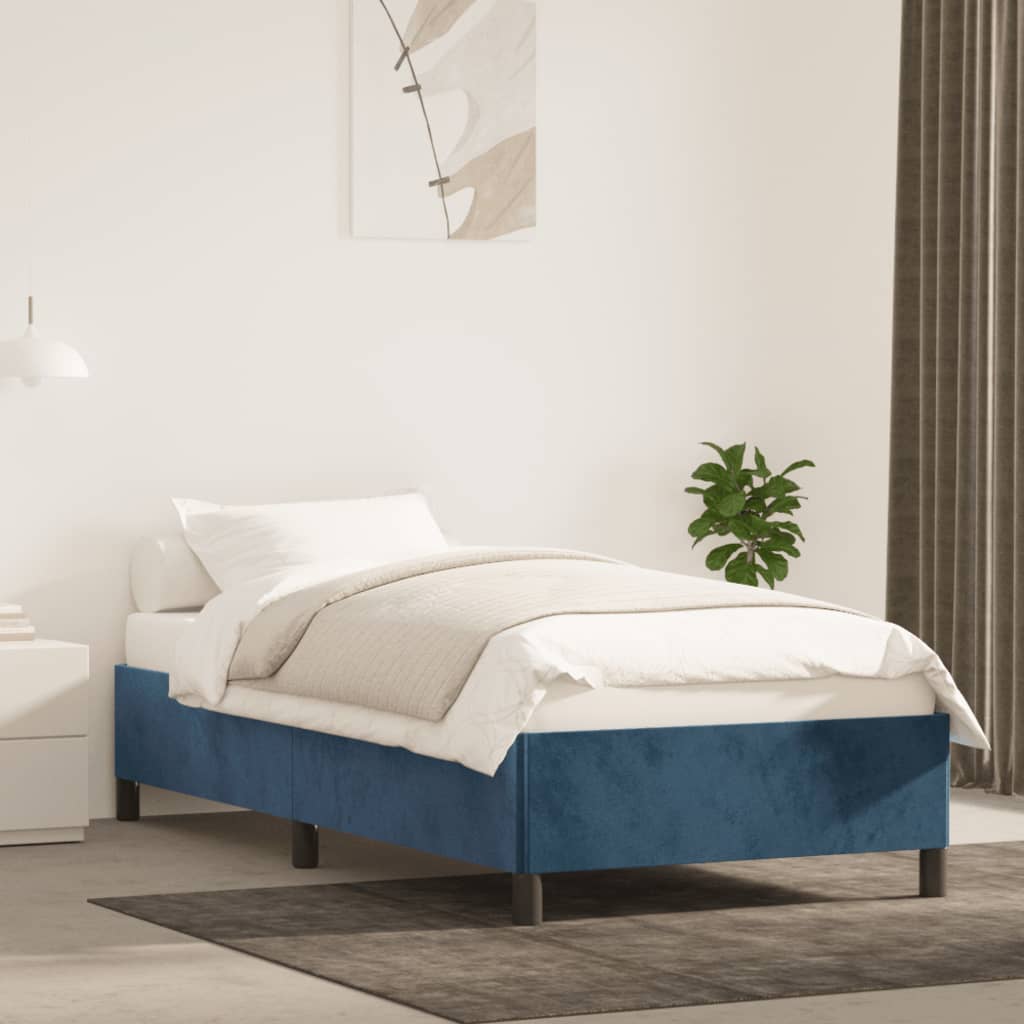 Cadre de lit Bleu foncé 90x190 cm Velours Lits & cadres de lit vidaXL   