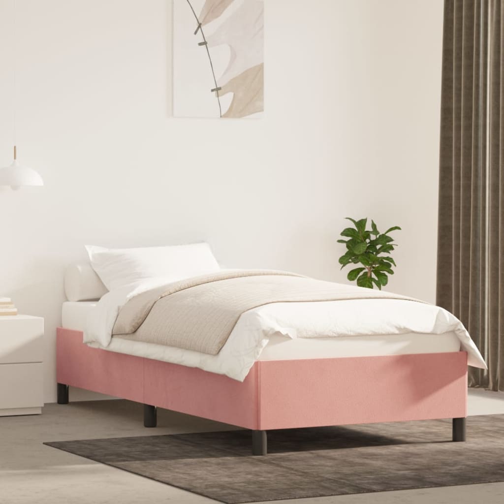 Cadre de lit Rose 90x190 cm Velours Lits & cadres de lit vidaXL   