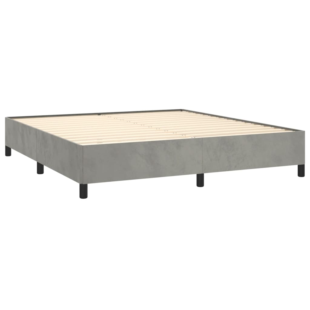 Cadre de lit Gris clair 160x200 cm Velours Lits & cadres de lit vidaXL   