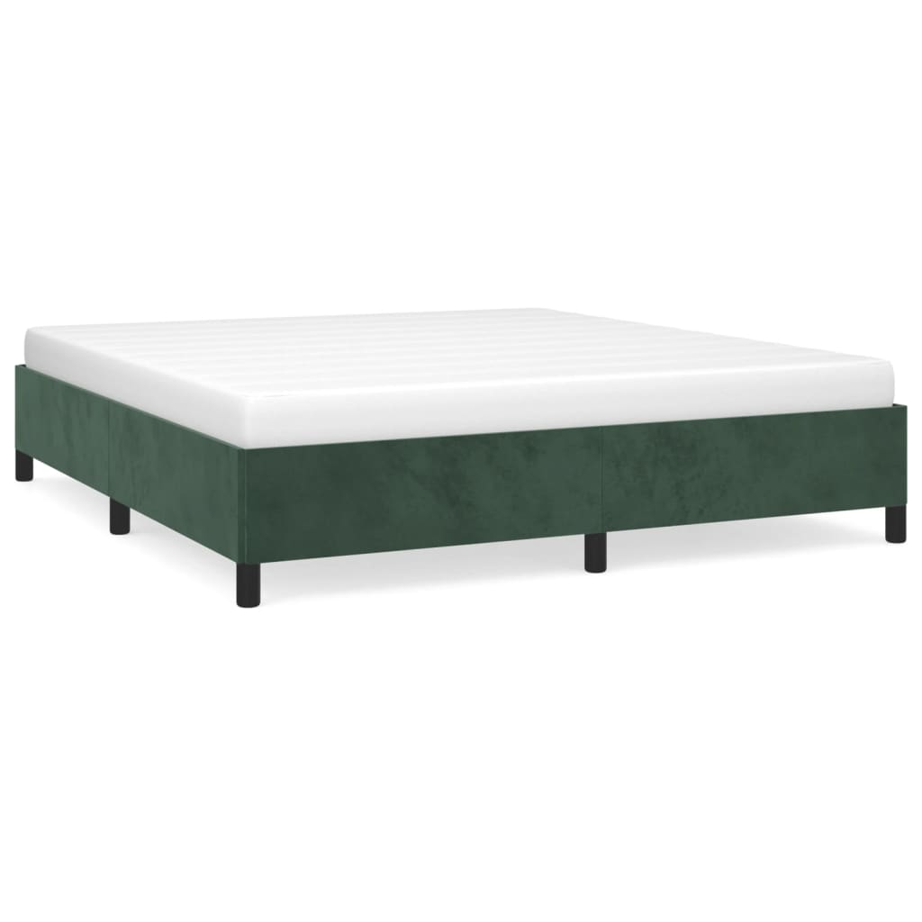 Cadre de lit Vert foncé 160x200 cm Velours Lits & cadres de lit vidaXL   