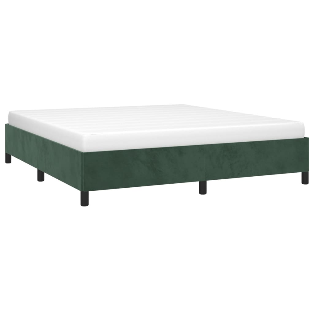 Cadre de lit Vert foncé 160x200 cm Velours Lits & cadres de lit vidaXL   