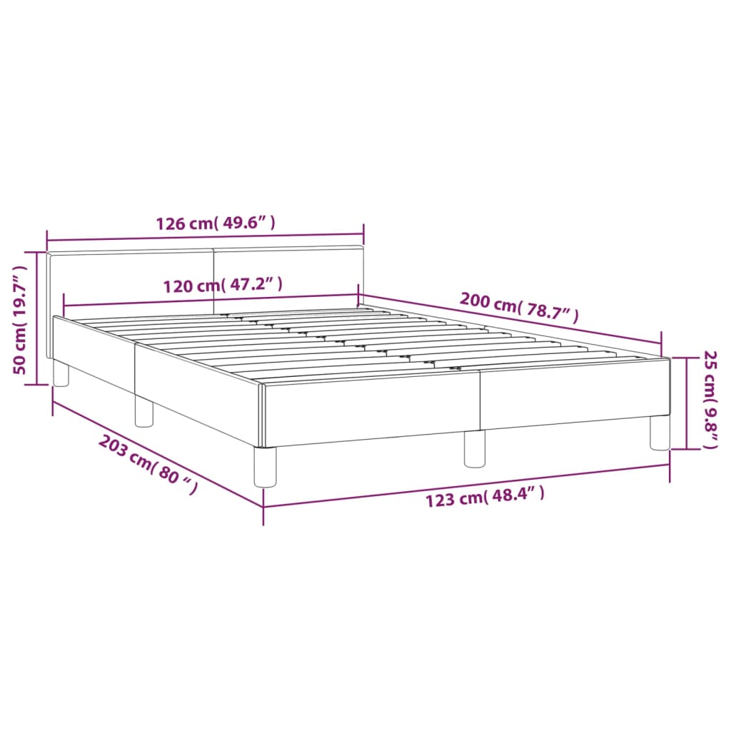 Cadre de lit avec tête de lit Crème 120x200 cm Tissu Lits & cadres de lit vidaXL   