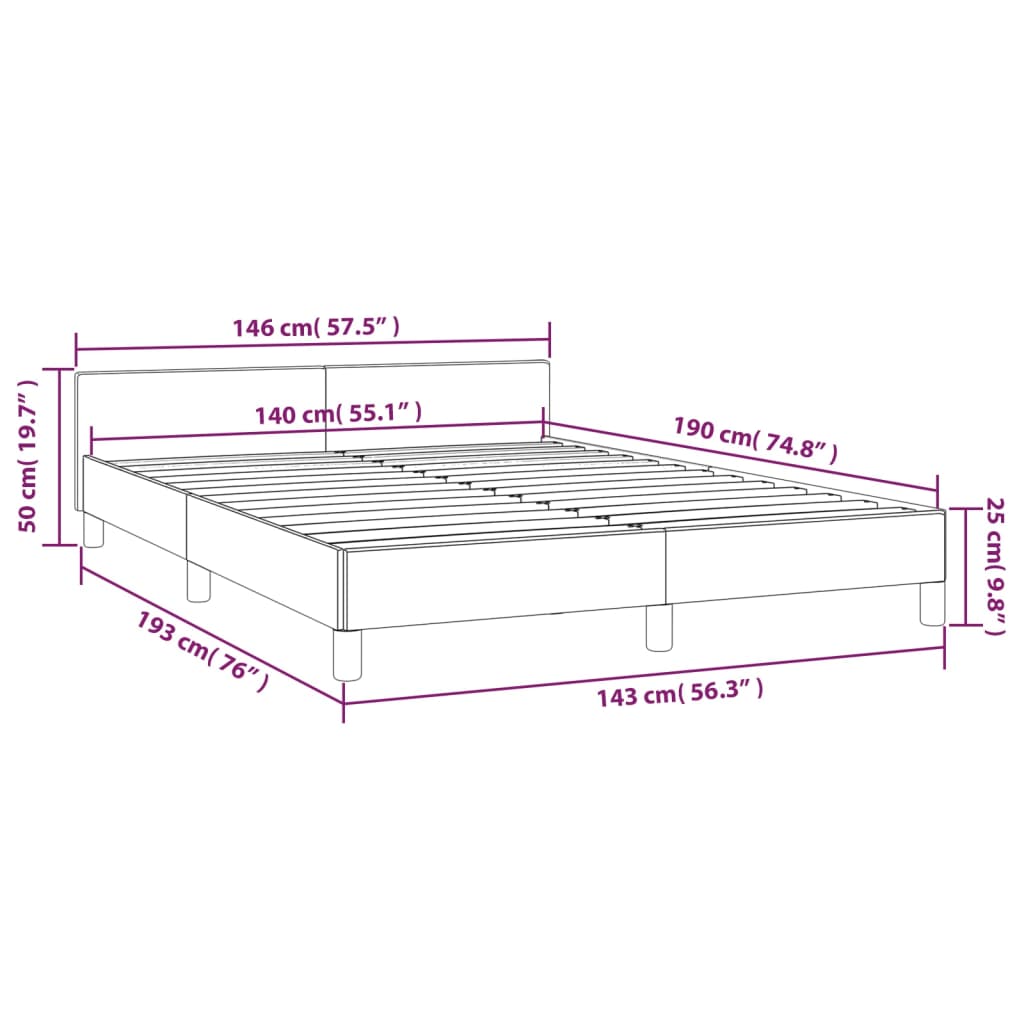 Cadre de lit avec tête de lit Bleu 140x190 cm Tissu Lits & cadres de lit vidaXL   