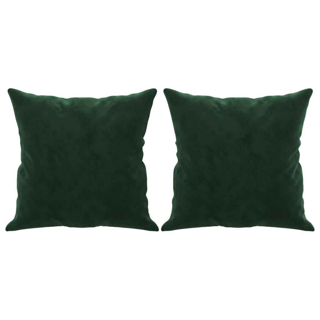 Coussins décoratifs 2 pcs Vert foncé 40x40 cm Velours Coussins décoratifs vidaXL   