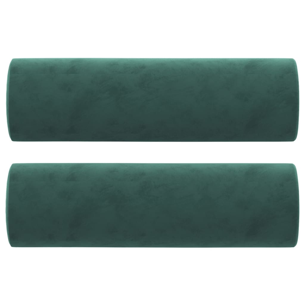 Coussins décoratifs 2 pcs Vert foncé Ø15x50 cm Velours Coussins décoratifs vidaXL   