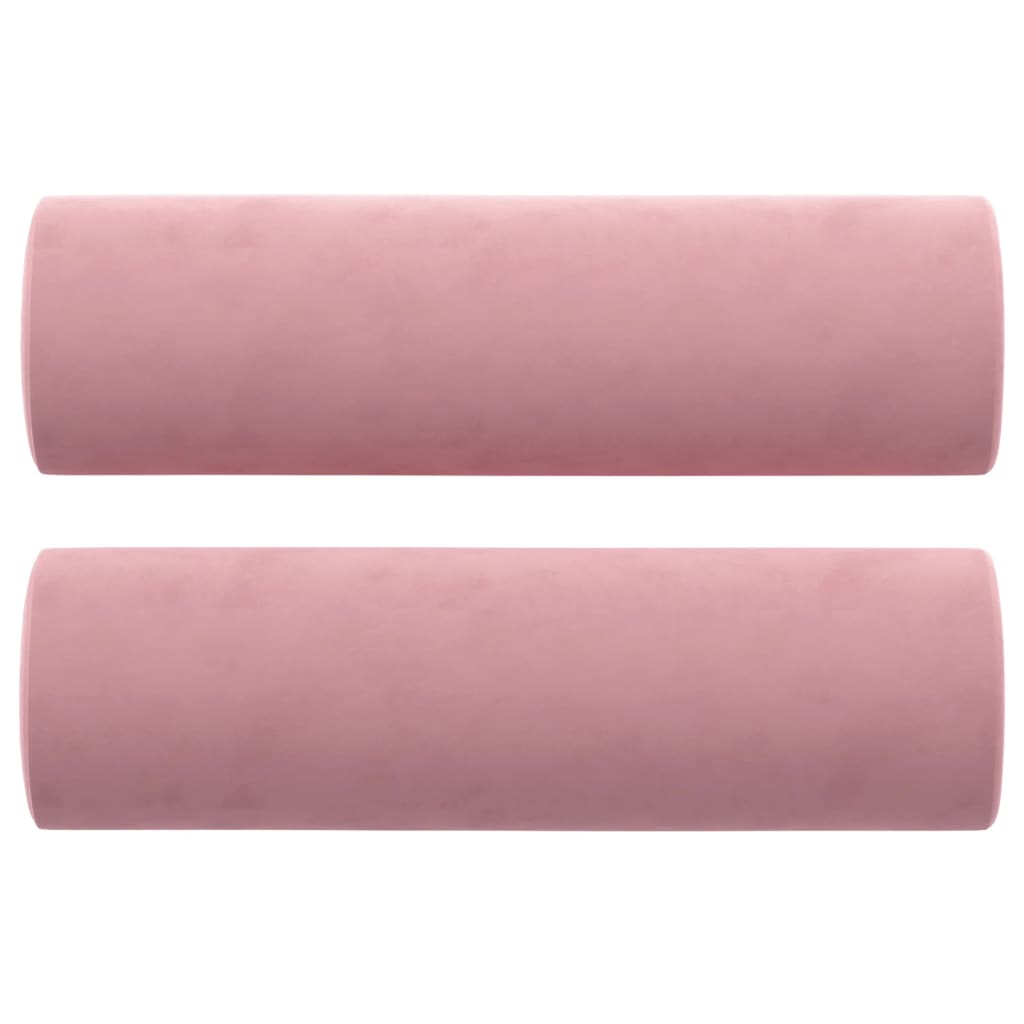 Coussins décoratifs 2 pcs Rose Ø15x50 cm Velours Coussins décoratifs vidaXL   