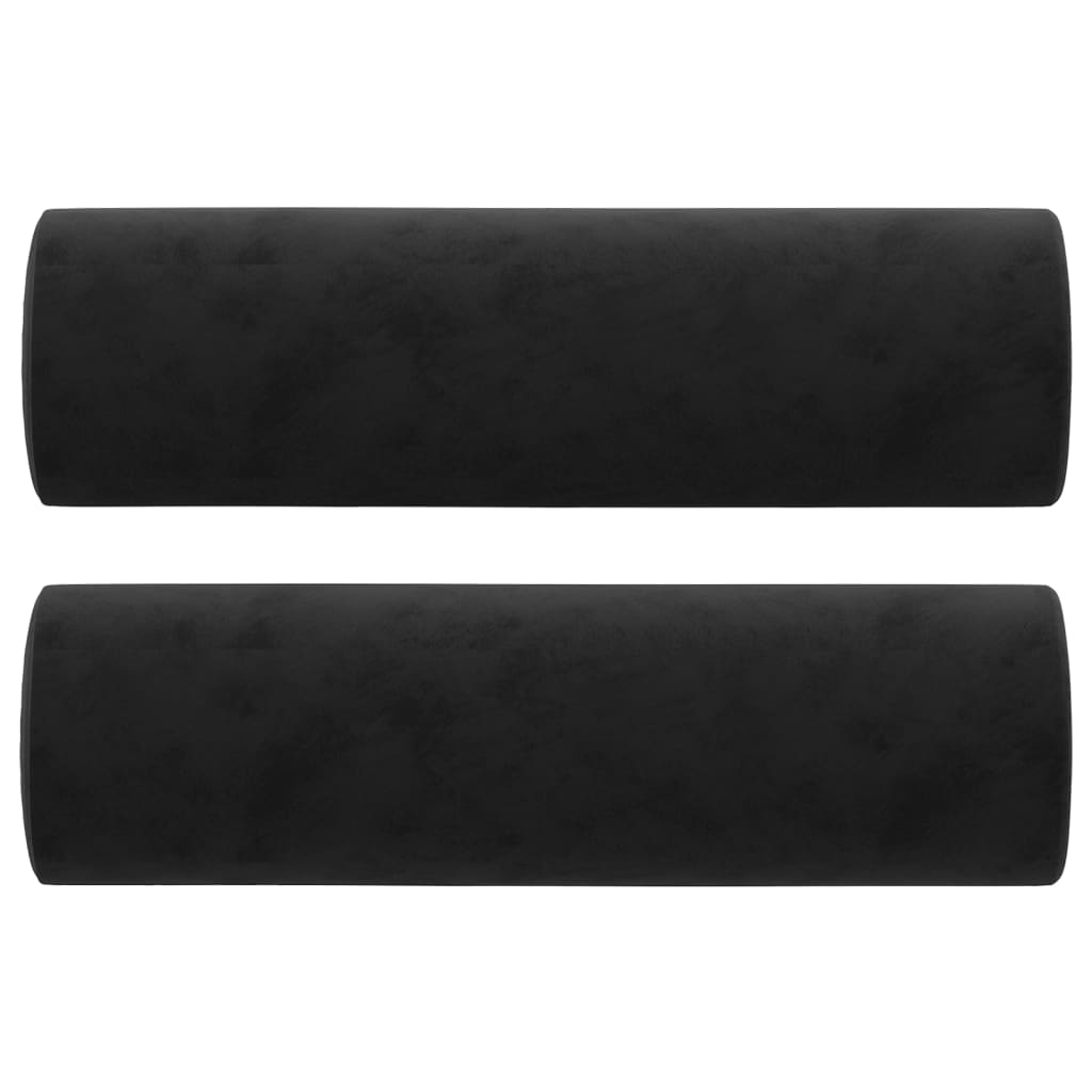 Coussins décoratifs 2 pcs Noir Ø15x50 cm Velours Coussins décoratifs vidaXL   