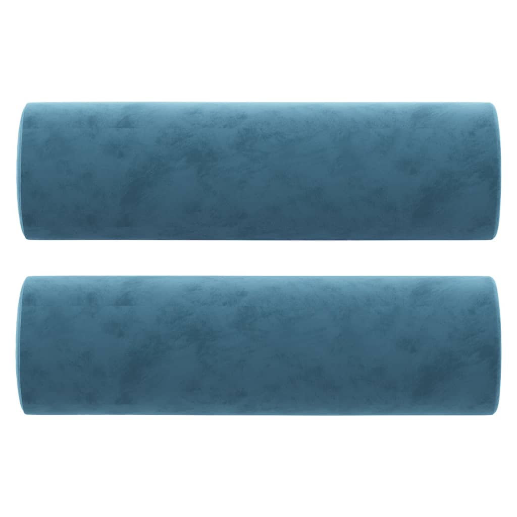 Coussins décoratifs 2 pcs Bleu Ø15x50 cm Velours - Xios Store SNC