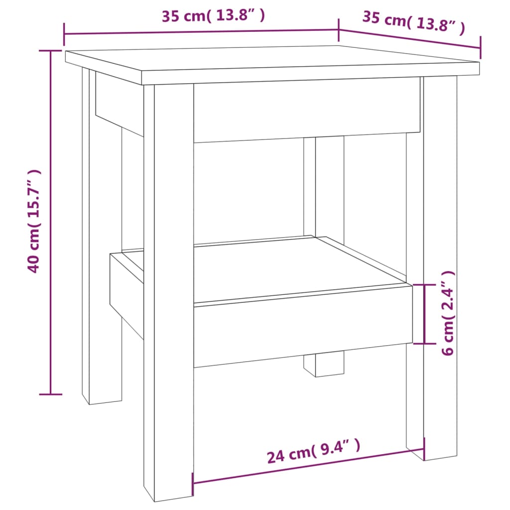 Table basse 35x35x40 cm Bois massif de pin