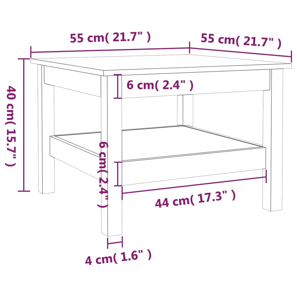 Table basse 55x55x40 cm Bois massif de pin Tables basses vidaXL   