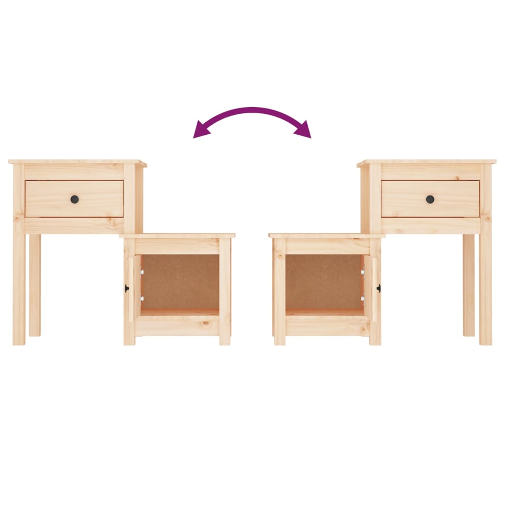 Table de chevet 79,5x38x65,5 cm Bois de pin massif Tables de chevet vidaXL   