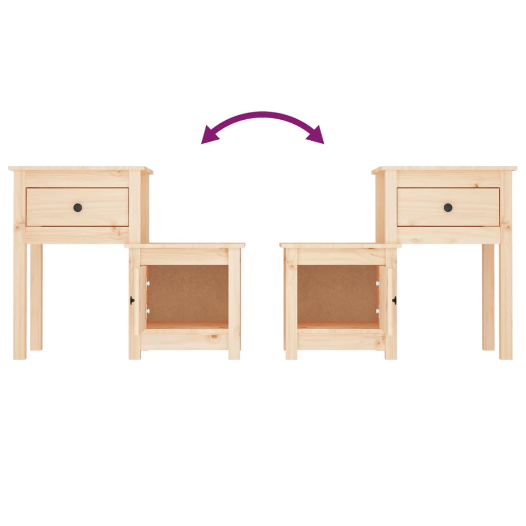 Tables de chevet 2 pcs 79,5x38x65,5 cm Bois de pin massif Tables de chevet vidaXL   