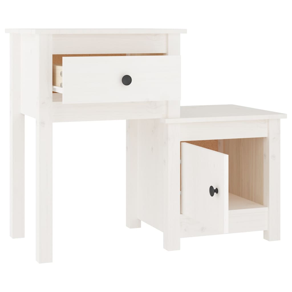 Table de chevet Blanc 79,5x38x65,5 cm Bois de pin massif Tables de chevet vidaXL   