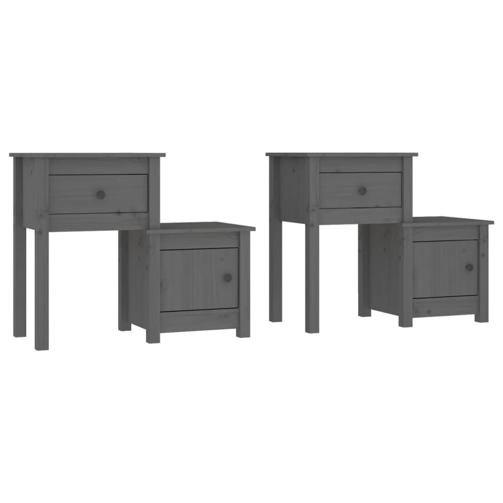 Tables de chevet 2 pcs Gris 79,5x38x65,5 cm Bois de pin massif Tables de chevet vidaXL   