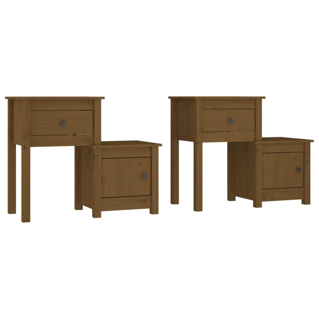 Tables de chevet 2 pcs Marron miel 79,5x38x65,5 cm Pin solide Tables de chevet vidaXL   