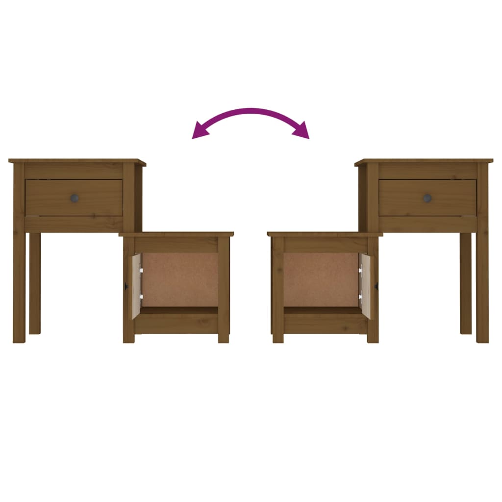 Tables de chevet 2 pcs Marron miel 79,5x38x65,5 cm Pin solide Tables de chevet vidaXL   