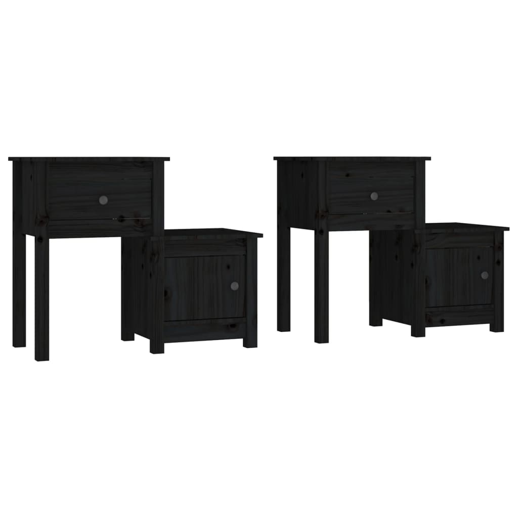 Tables de chevet 2 pcs Noir 79,5x38x65,5 cm Bois de pin massif Tables de chevet vidaXL   