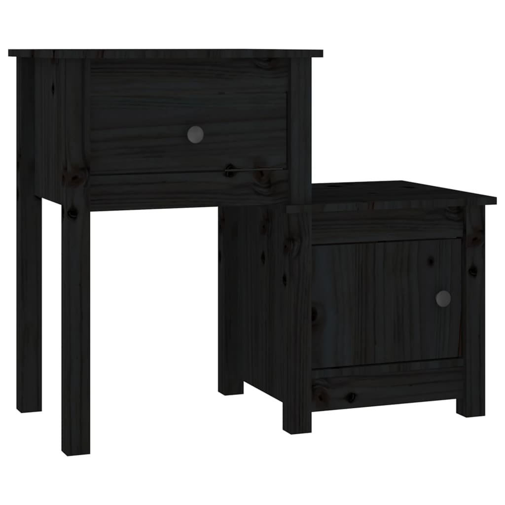 Tables de chevet 2 pcs Noir 79,5x38x65,5 cm Bois de pin massif Tables de chevet vidaXL   