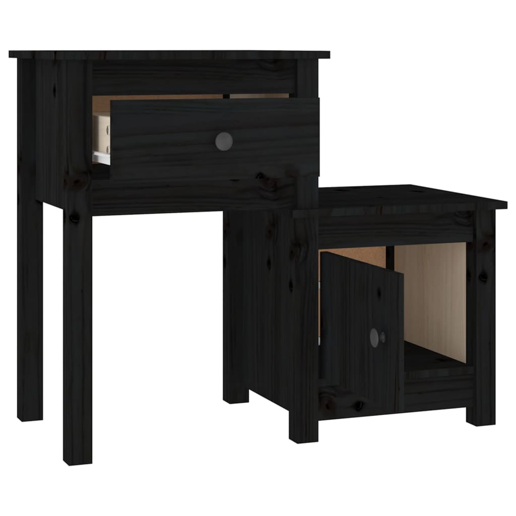 Tables de chevet 2 pcs Noir 79,5x38x65,5 cm Bois de pin massif Tables de chevet vidaXL   