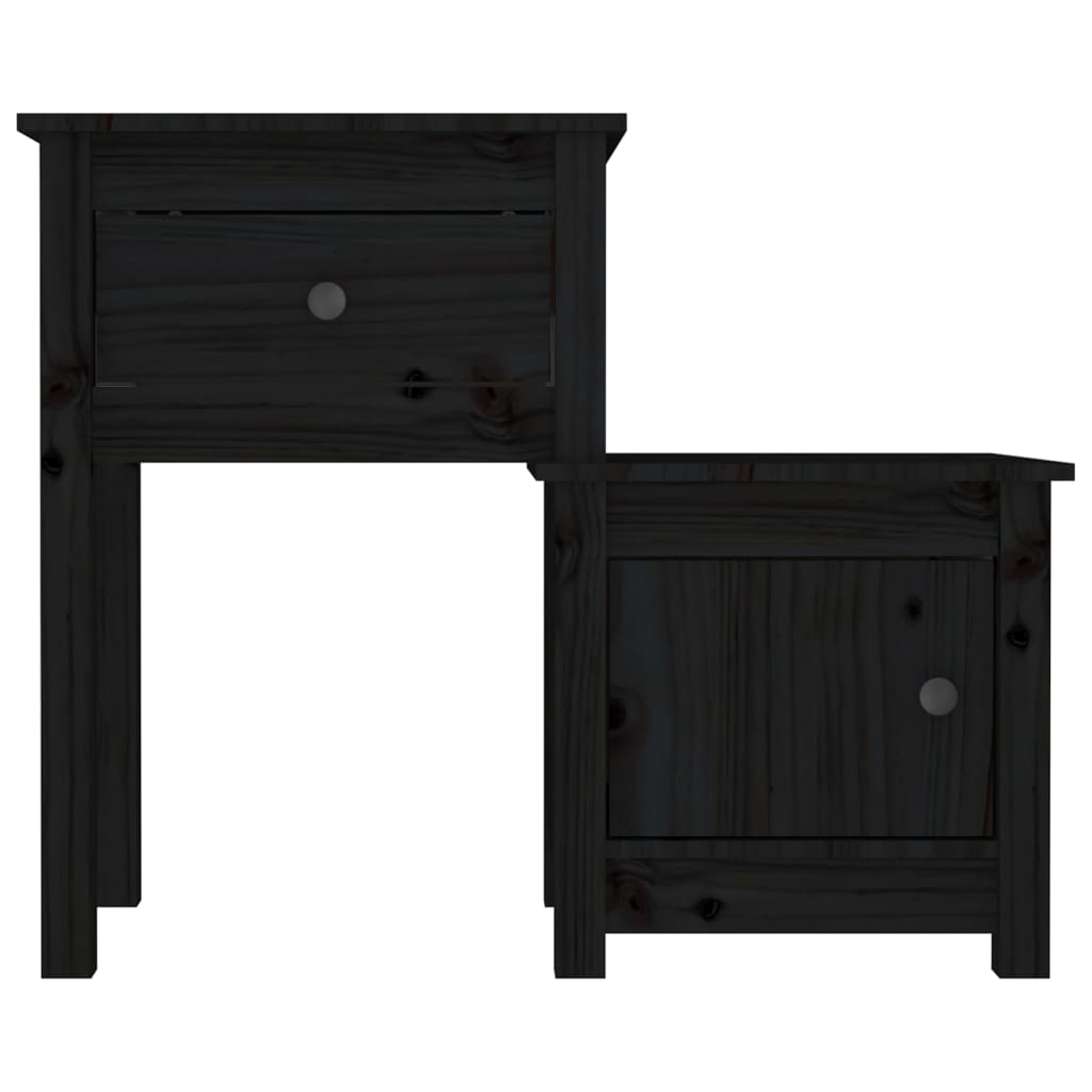 Tables de chevet 2 pcs Noir 79,5x38x65,5 cm Bois de pin massif Tables de chevet vidaXL   