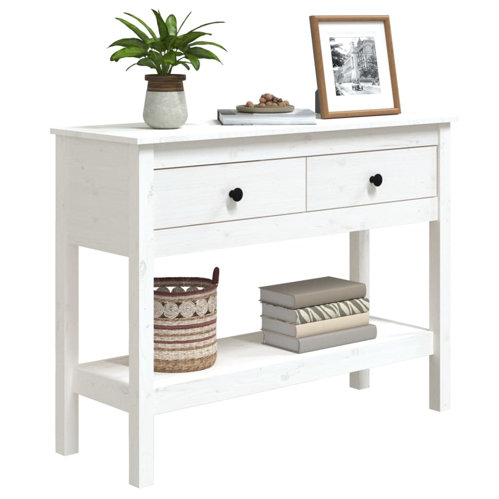 Table console Blanc 100x35x75 cm Bois massif de pin Tables d'appoint vidaXL   