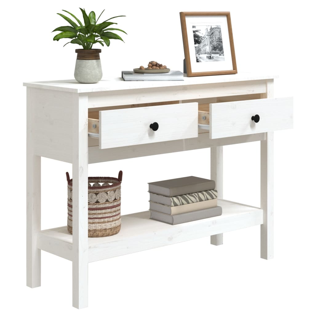 Table console Blanc 100x35x75 cm Bois massif de pin Tables d'appoint vidaXL   