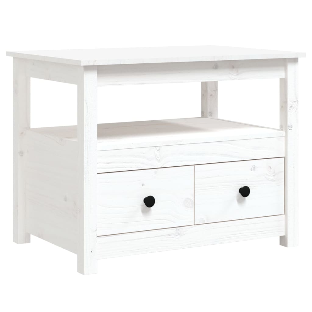 Table basse Blanc 71x49x55 cm Bois massif de pin Tables basses vidaXL   