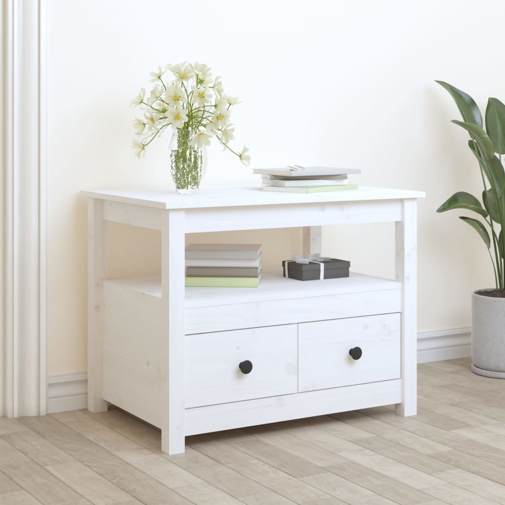 Table basse Blanc 71x49x55 cm Bois massif de pin Tables basses vidaXL   