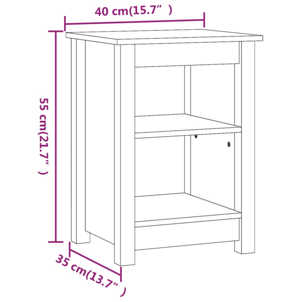 Table de chevet Gris 40x35x55 cm Bois de pin solide Tables de chevet vidaXL   