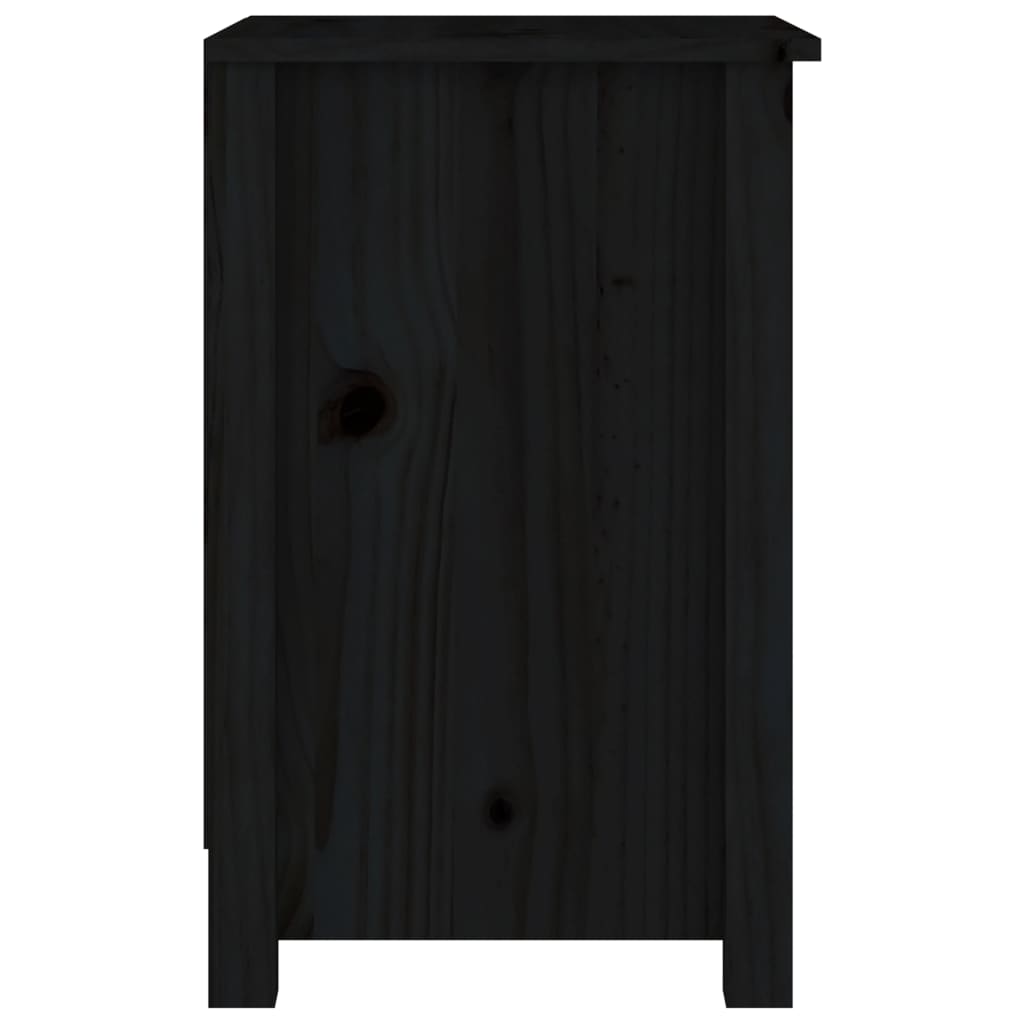 Table de chevet Noir 40x35x55 cm Bois de pin solide Tables de chevet vidaXL   