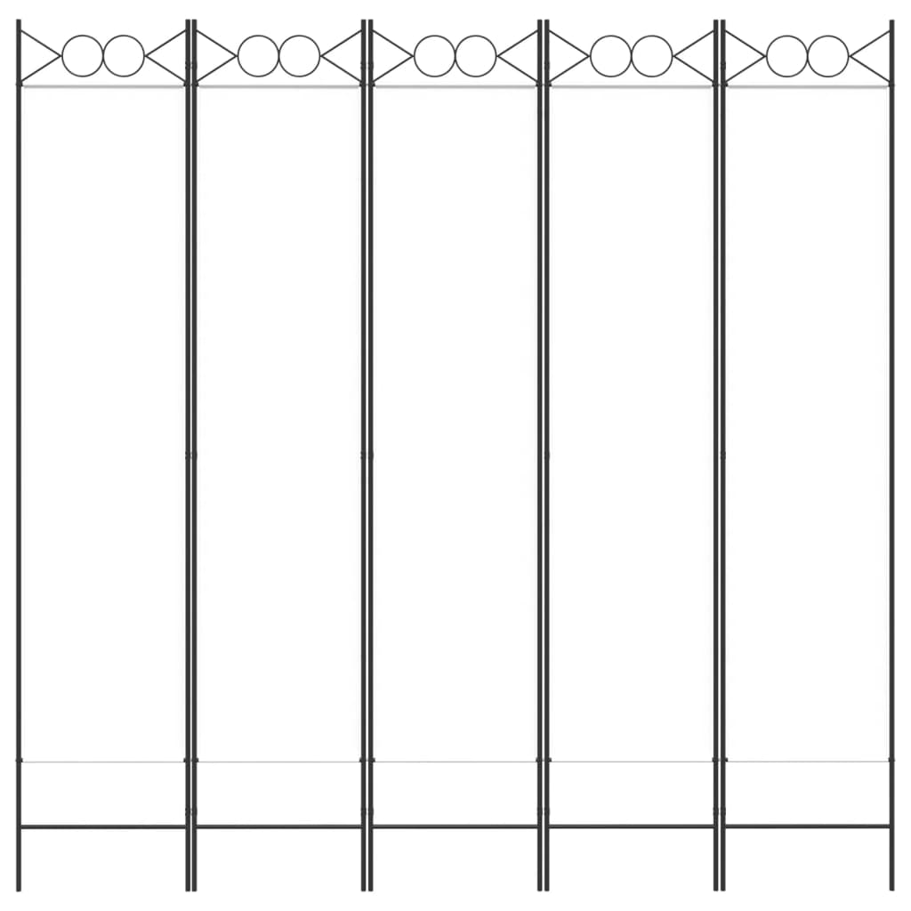 Cloison de séparation 5 panneaux Blanc 200x200 cm Tissu Séparateurs de pièces vidaXL   