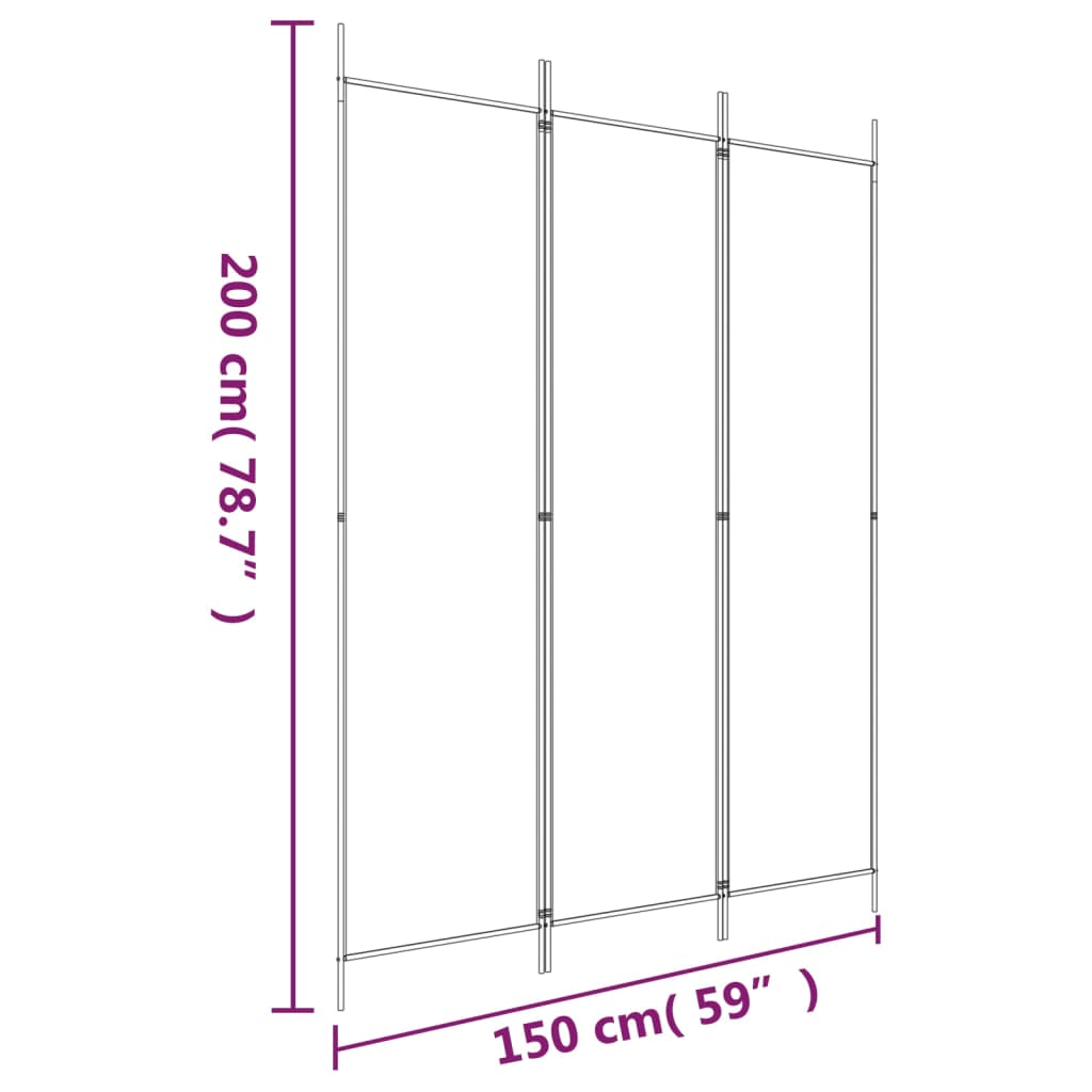 Cloison de séparation 3 panneaux Anthracite 150x200 cm Tissu Séparateurs de pièces vidaXL   