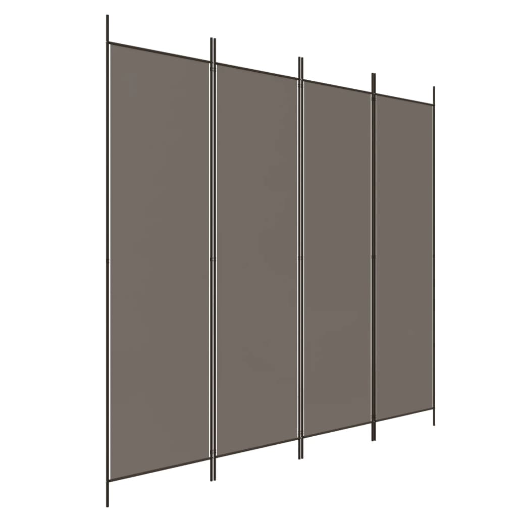 Cloison de séparation 4 panneaux Anthracite 200x200 cm Tissu Séparateurs de pièces vidaXL   